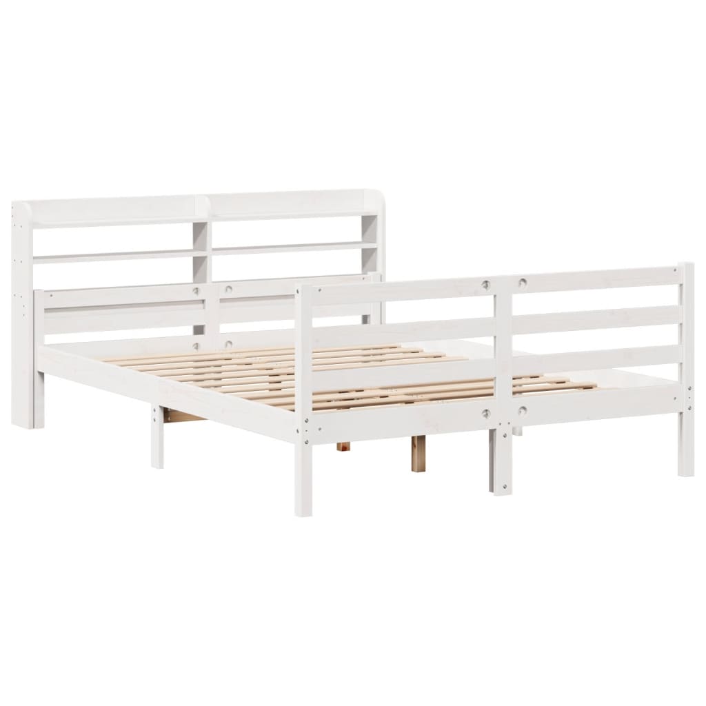 sengeramme med sengegavl135x190 cm massivt fyrretræ hvid