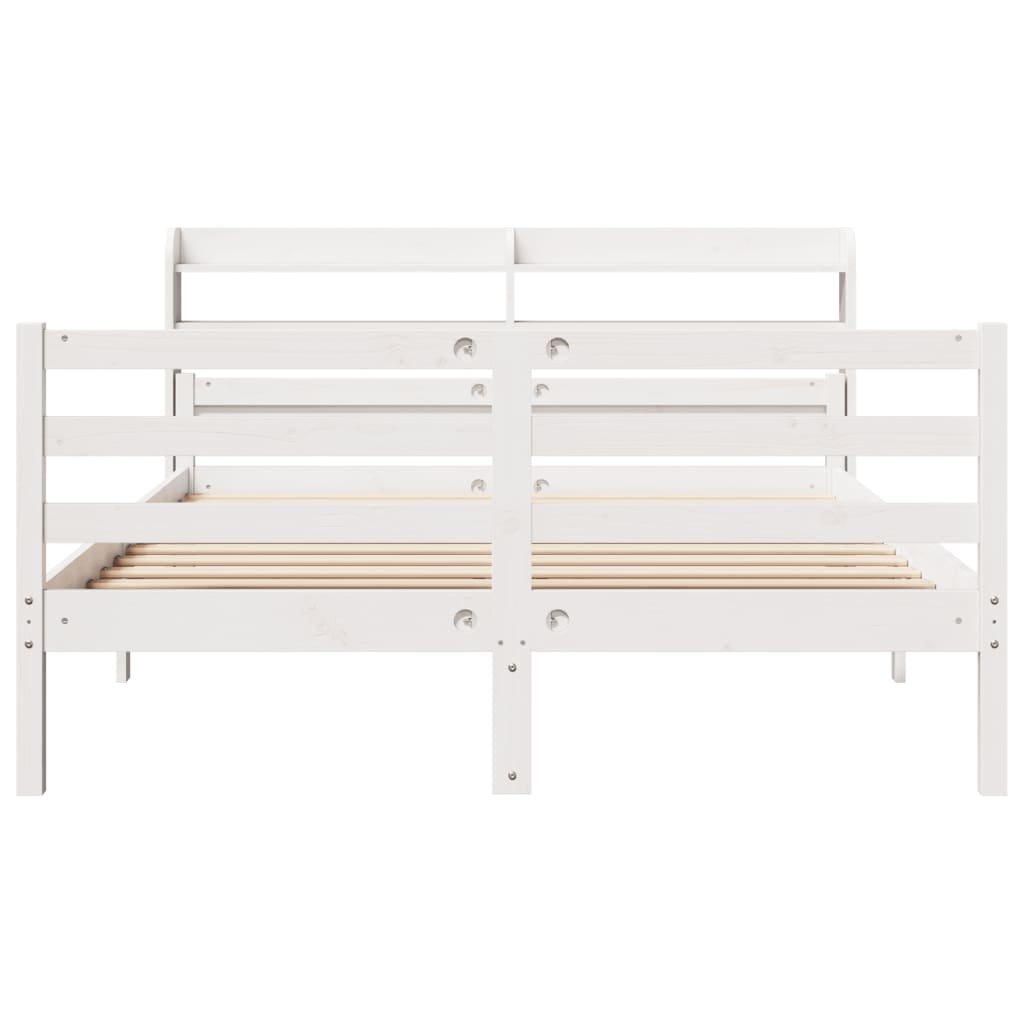 sengeramme med sengegavl135x190 cm massivt fyrretræ hvid