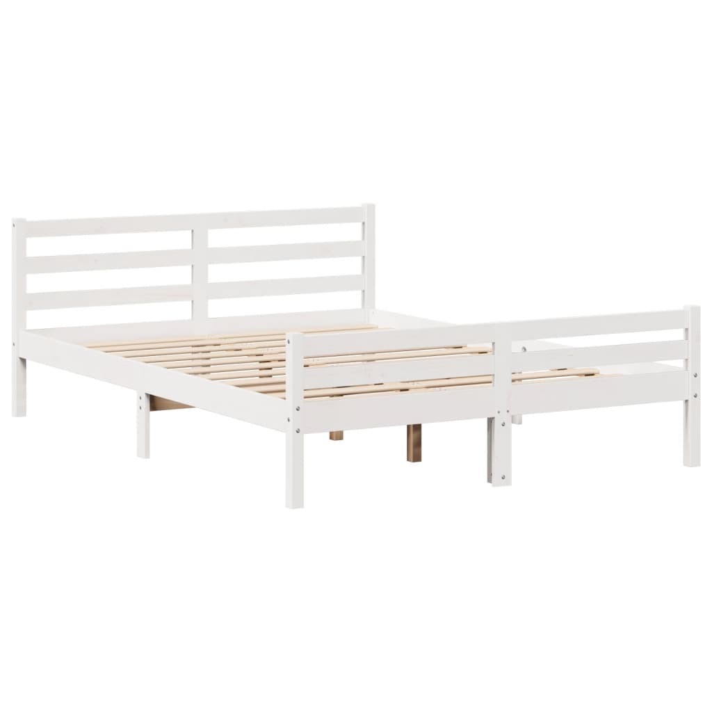 sengeramme med sengegavl135x190 cm massivt fyrretræ hvid