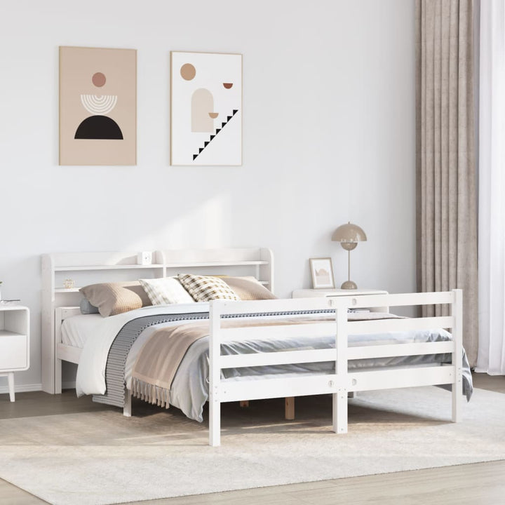 sengeramme med sengegavl135x190 cm massivt fyrretræ hvid