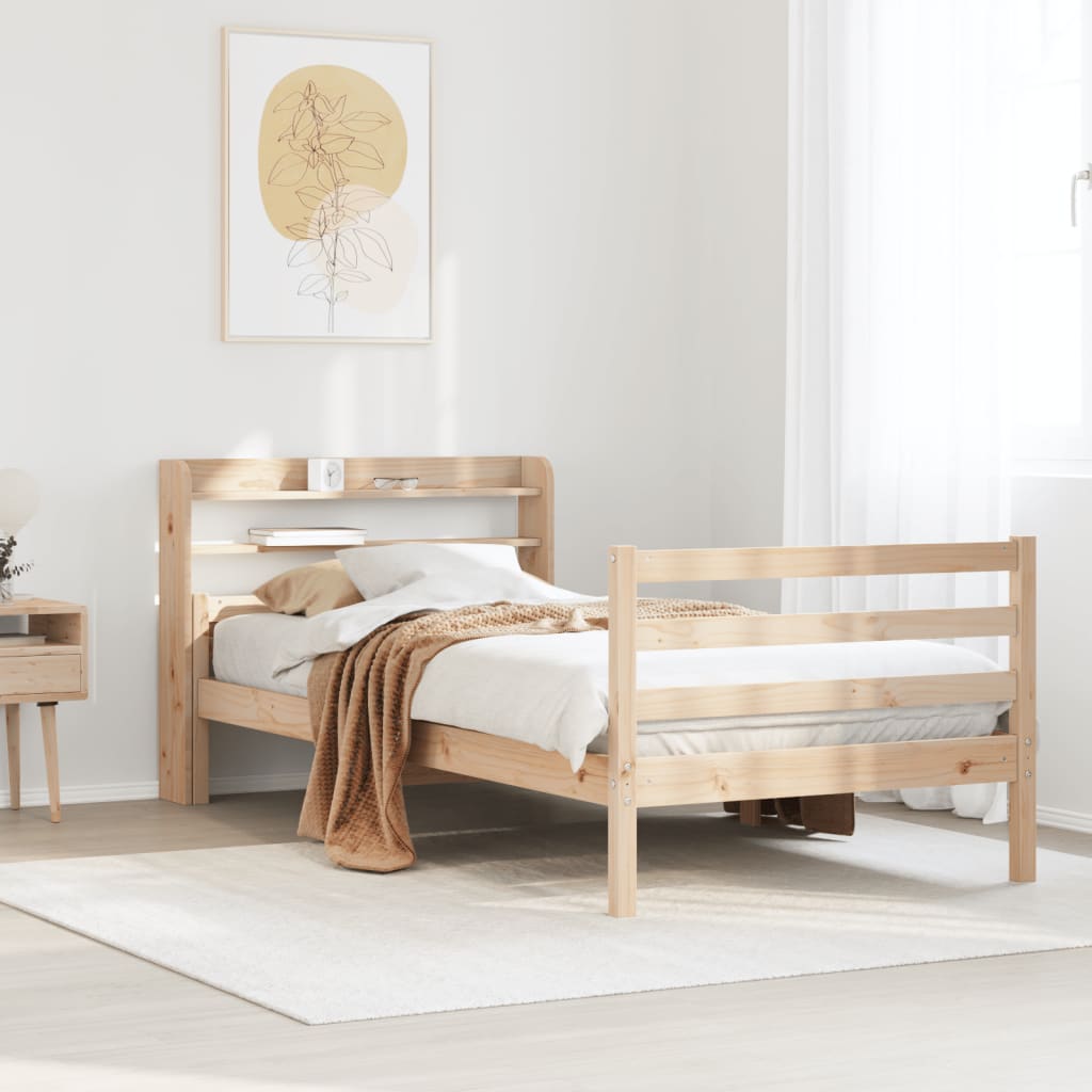 sengeramme med sengegavl 90x200 cm massivt fyrretræ