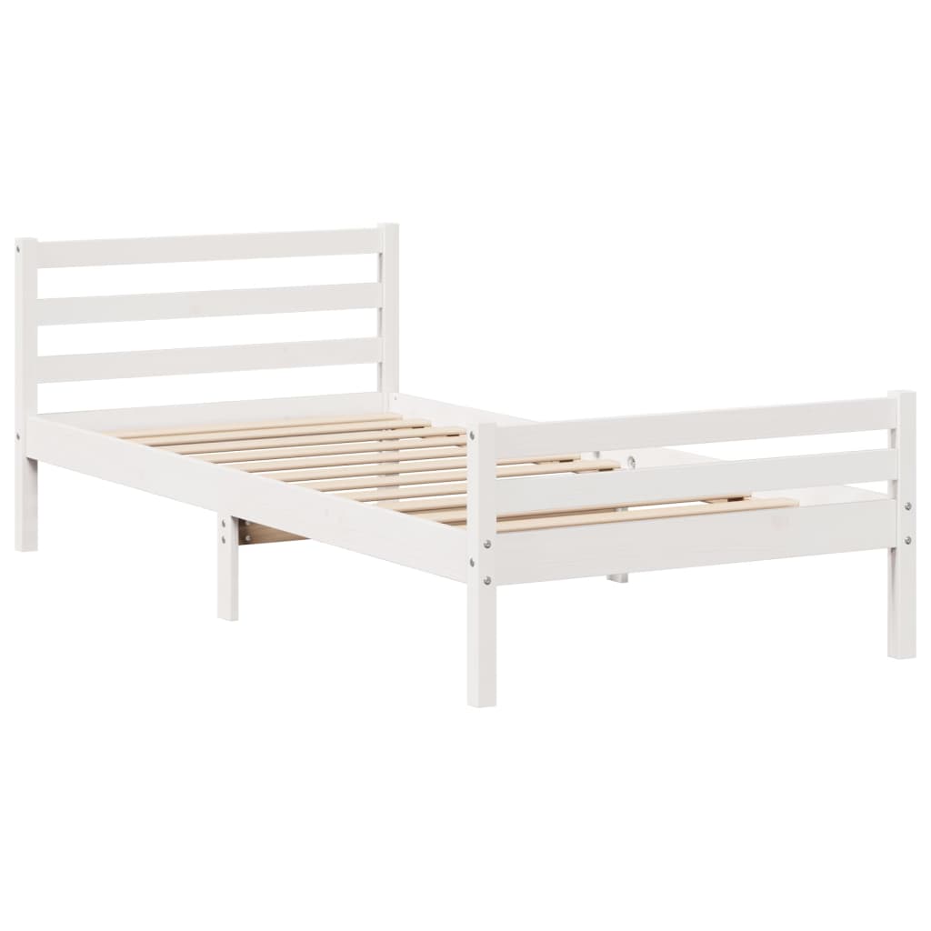 Sengeramme med hovedgærde uden madras Hvid 100x200 cm