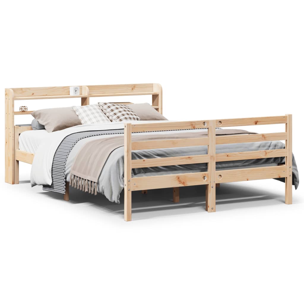 sengeramme med sengegavl 150x200 cm massivt fyrretræ