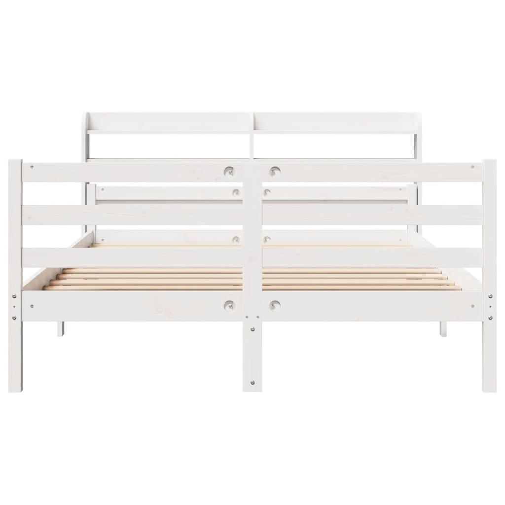 sengeramme med sengegavl 150x200 cm massivt fyrretræ hvid