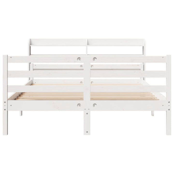 sengeramme med sengegavl 150x200 cm massivt fyrretræ hvid