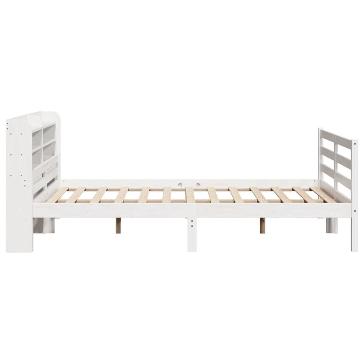 sengeramme med sengegavl 150x200 cm massivt fyrretræ hvid
