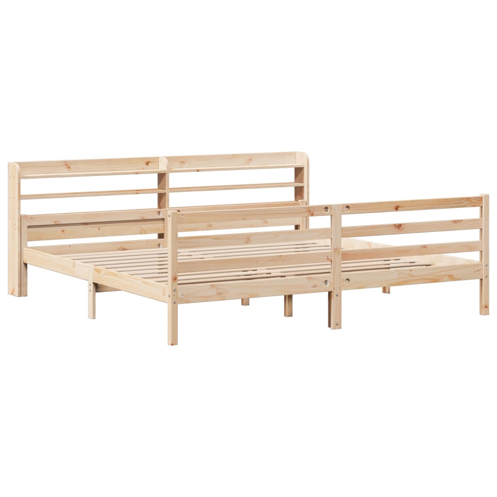 sengeramme med sengegavl 200x200 cm massivt fyrretræ