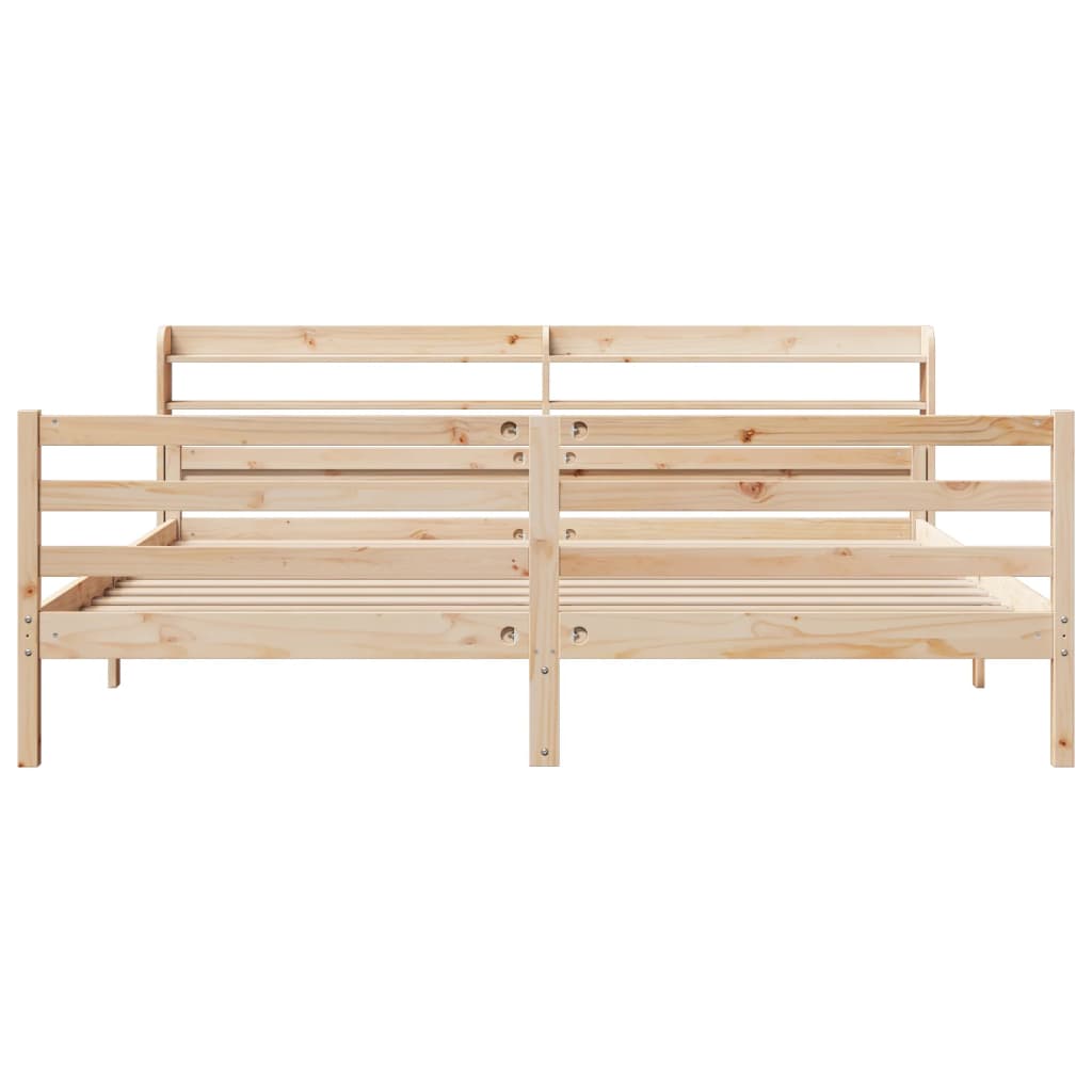 sengeramme med sengegavl 200x200 cm massivt fyrretræ