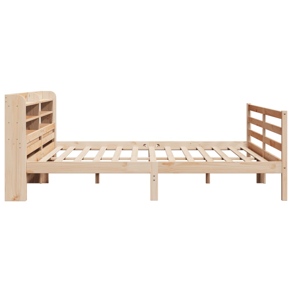 sengeramme med sengegavl 200x200 cm massivt fyrretræ