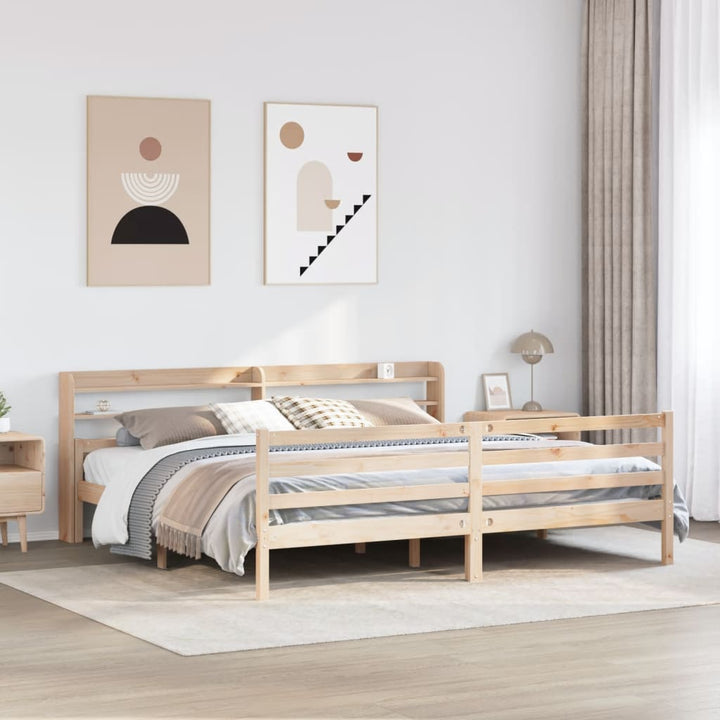 sengeramme med sengegavl 200x200 cm massivt fyrretræ