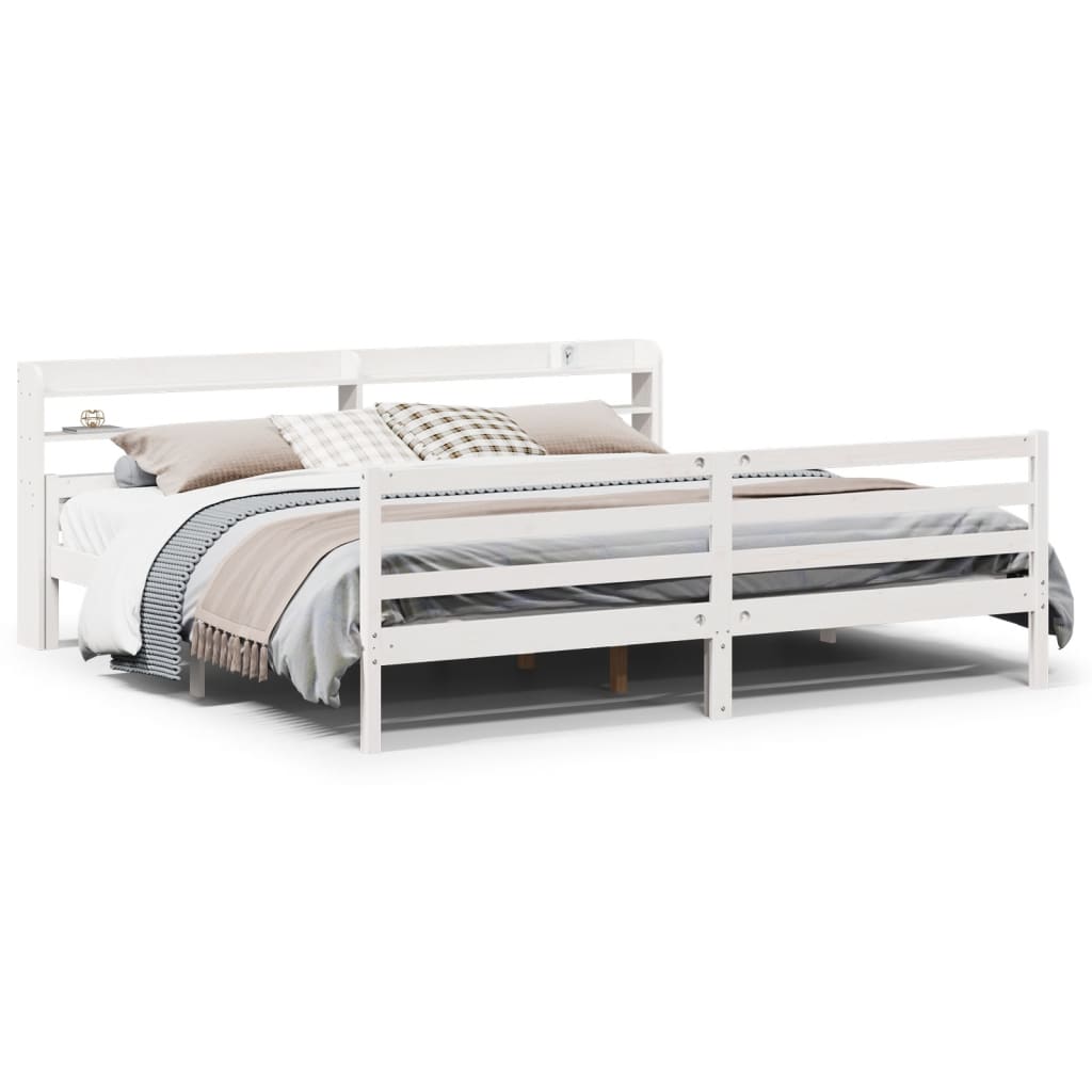 Sengeramme med hovedgærde uden madras Hvid 200x200 cm