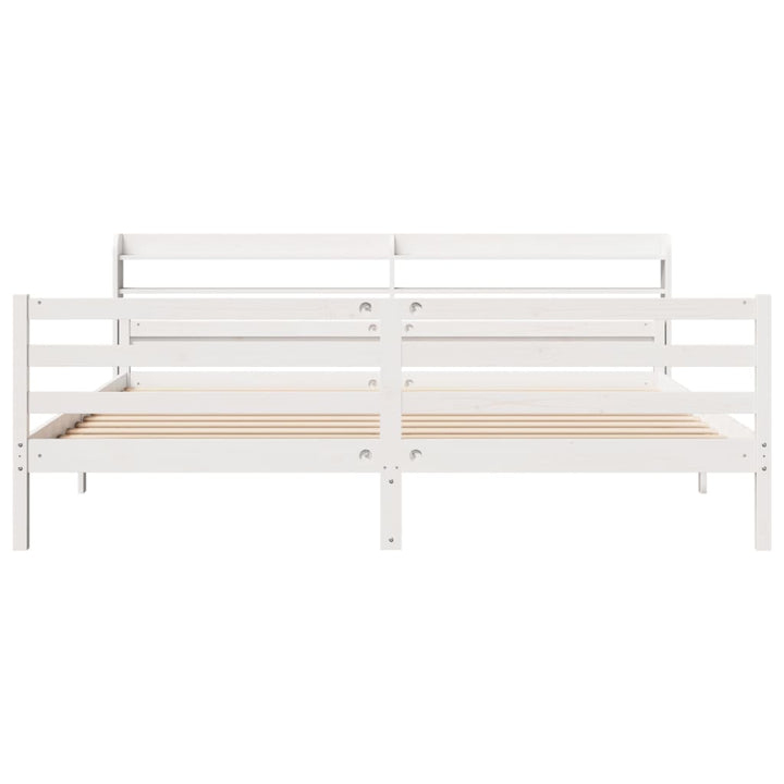 Sengeramme med hovedgærde uden madras Hvid 200x200 cm