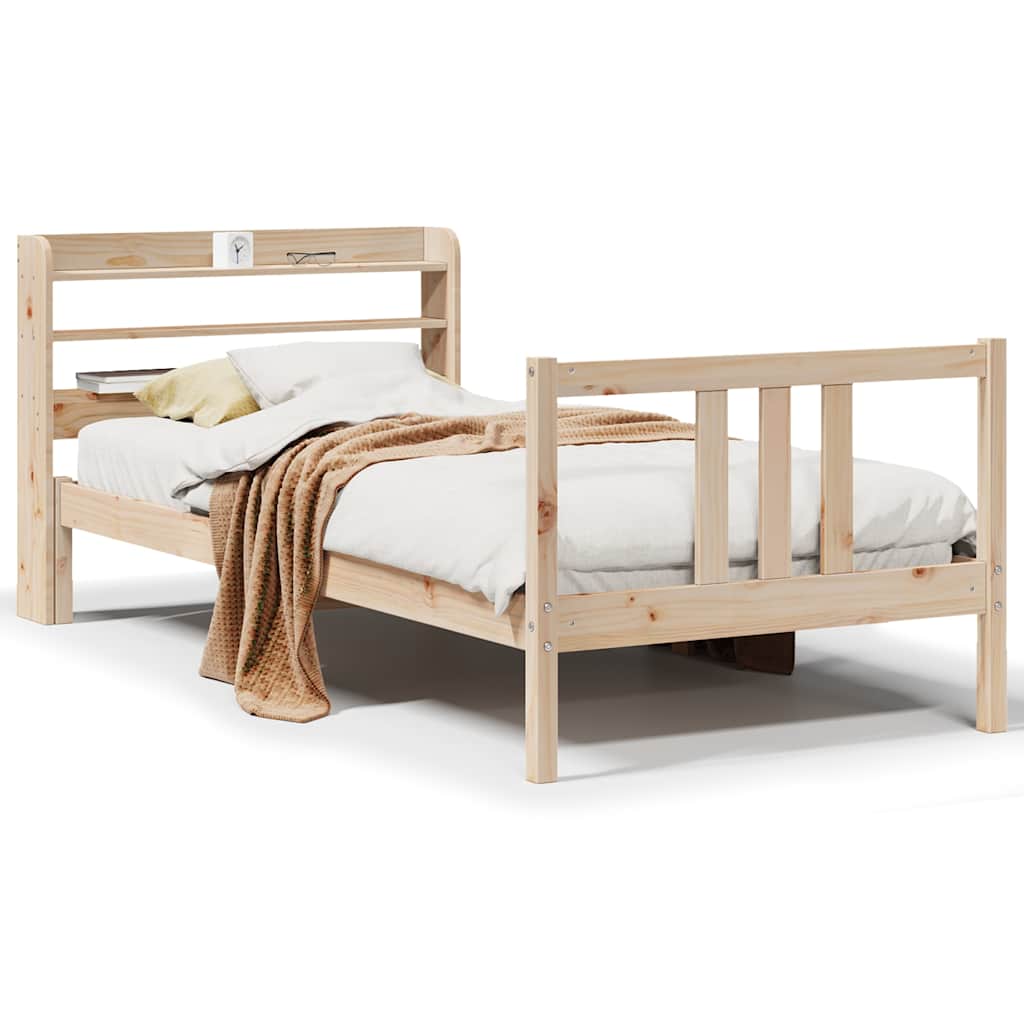 sengeramme med sengegavl 75x190 cm massivt fyrretræ