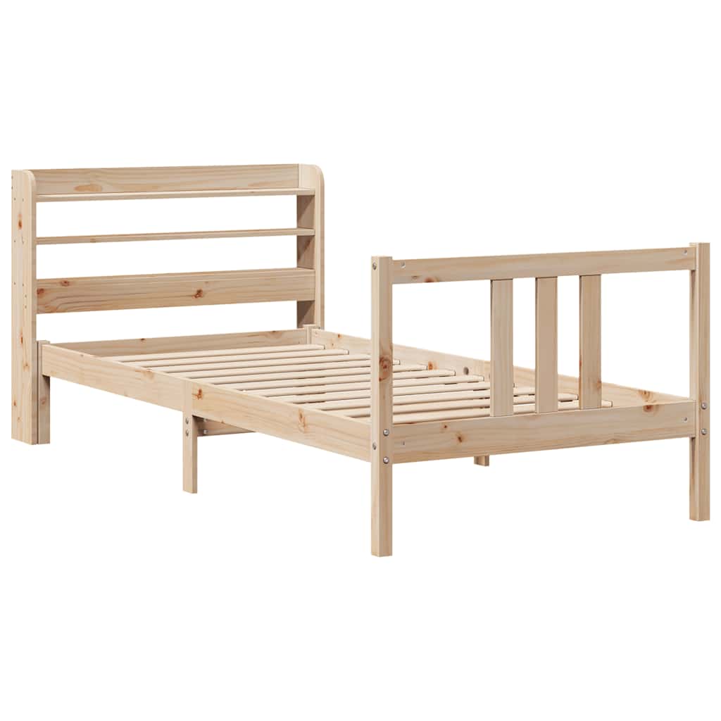 sengeramme med sengegavl 75x190 cm massivt fyrretræ