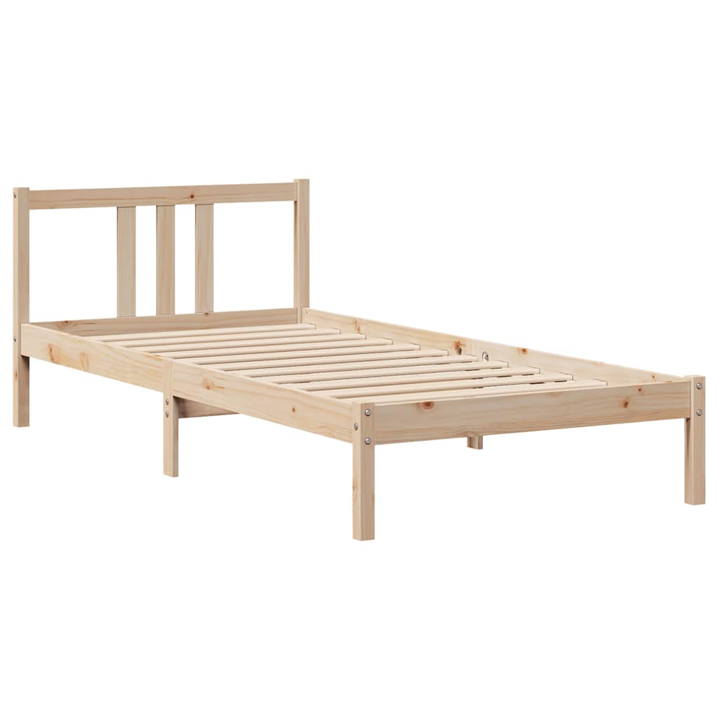 sengeramme med sengegavl 75x190 cm massivt fyrretræ