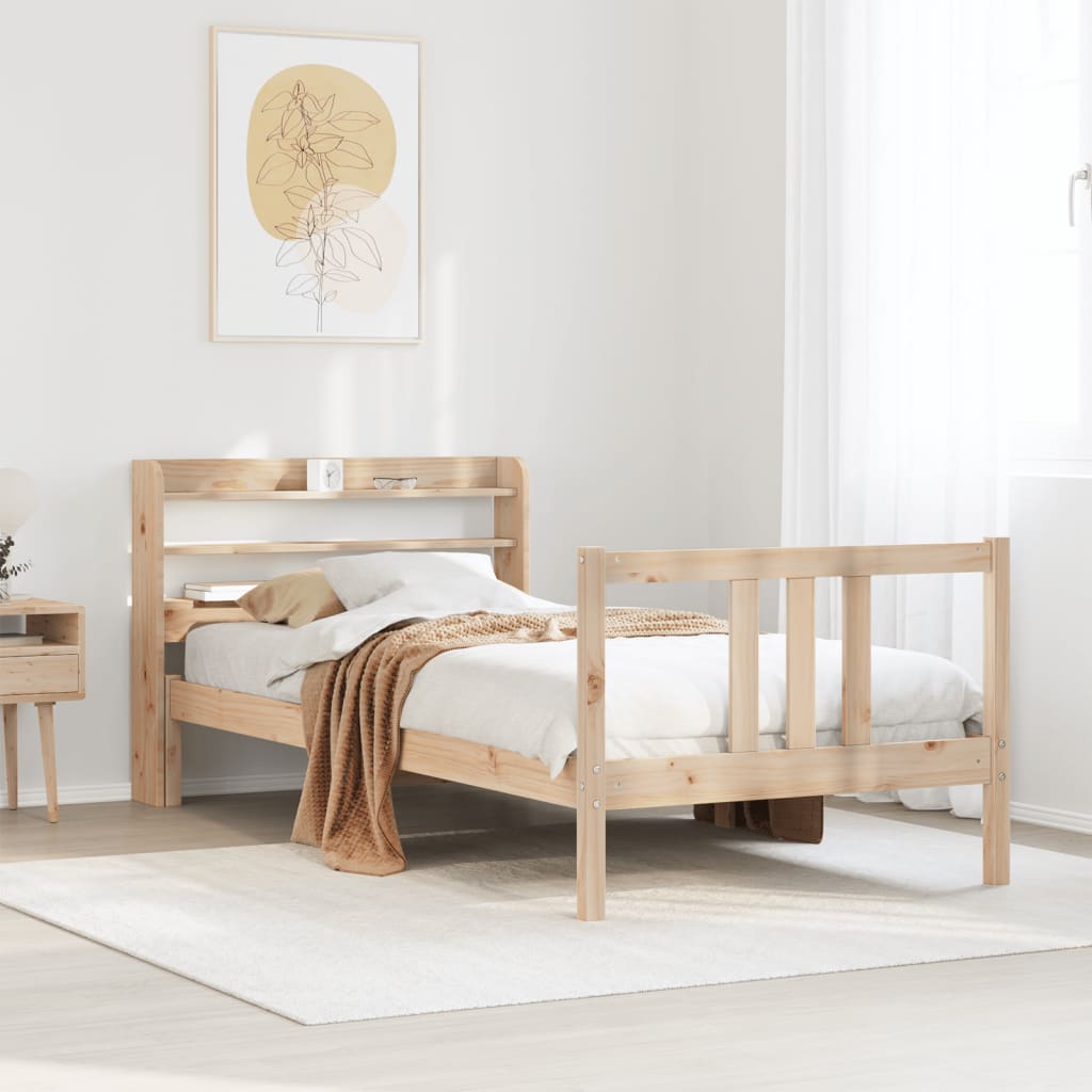 sengeramme med sengegavl 75x190 cm massivt fyrretræ