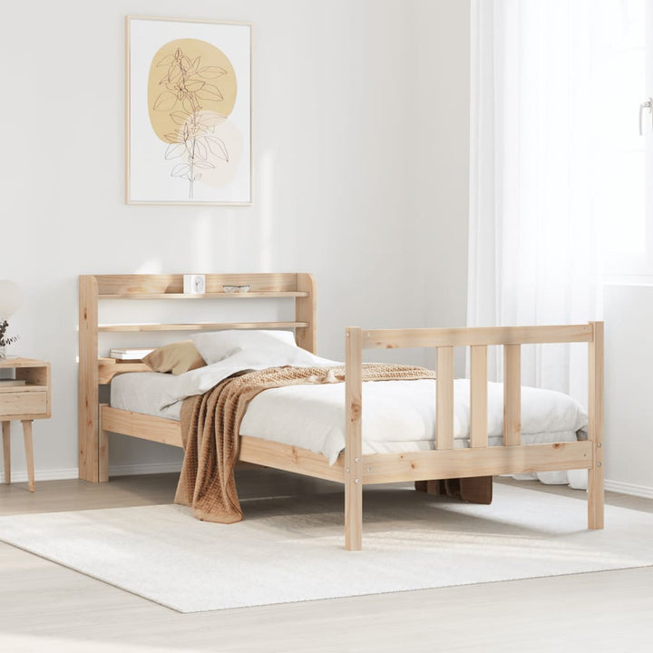 sengeramme med sengegavl 75x190 cm massivt fyrretræ