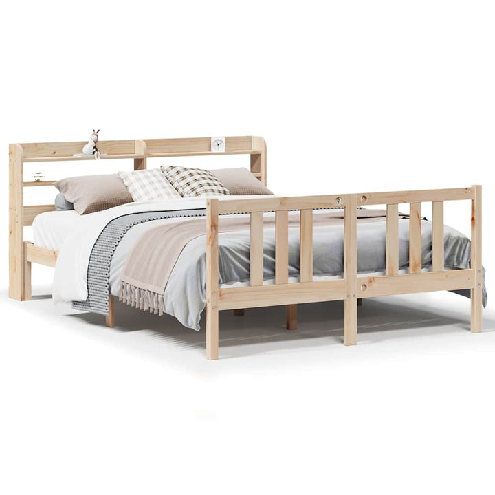 sengeramme med sengegavl 135x190 cm massivt fyrretræ hvid
