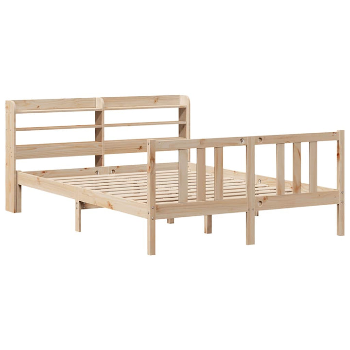 sengeramme med sengegavl 135x190 cm massivt fyrretræ hvid