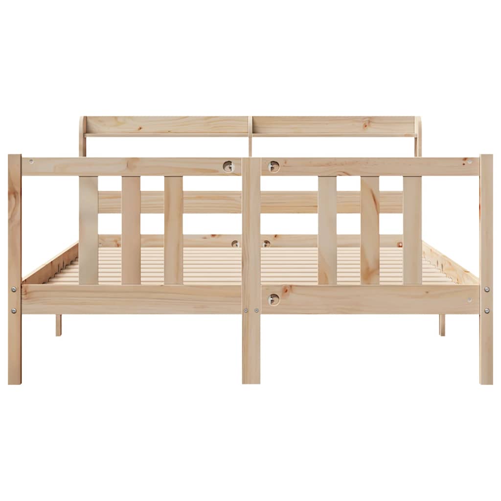 sengeramme med sengegavl 135x190 cm massivt fyrretræ hvid