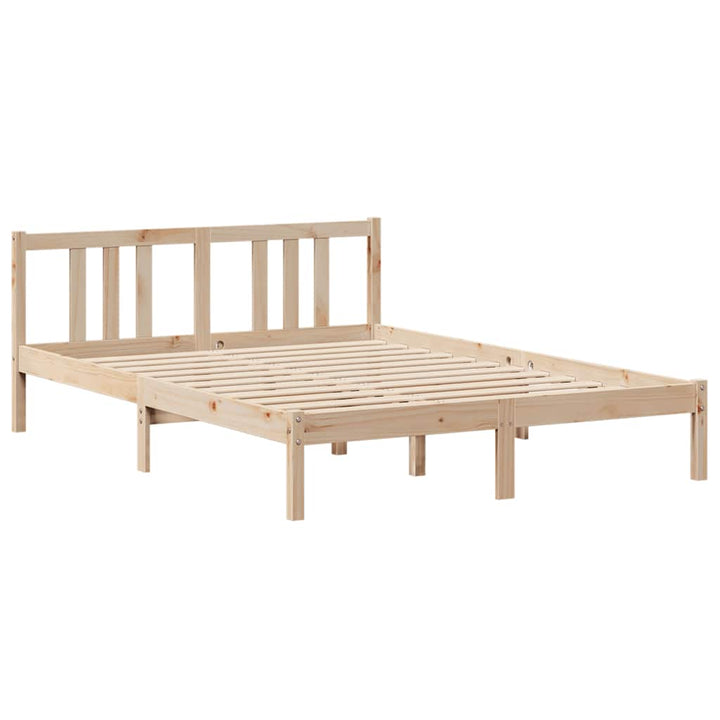 sengeramme med sengegavl 135x190 cm massivt fyrretræ hvid
