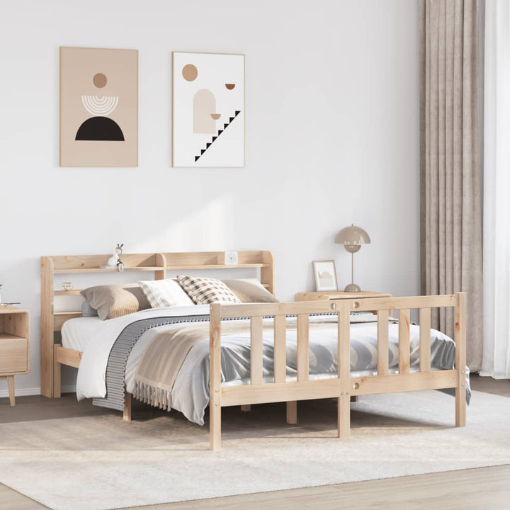 sengeramme med sengegavl 135x190 cm massivt fyrretræ hvid