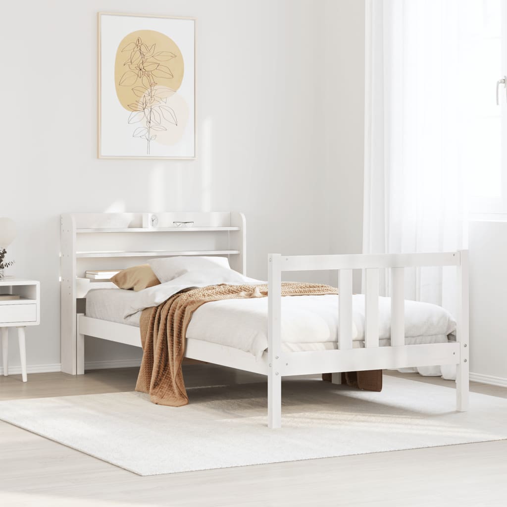 Sengeramme med hovedgærde uden madras Hvid 90x200 cm