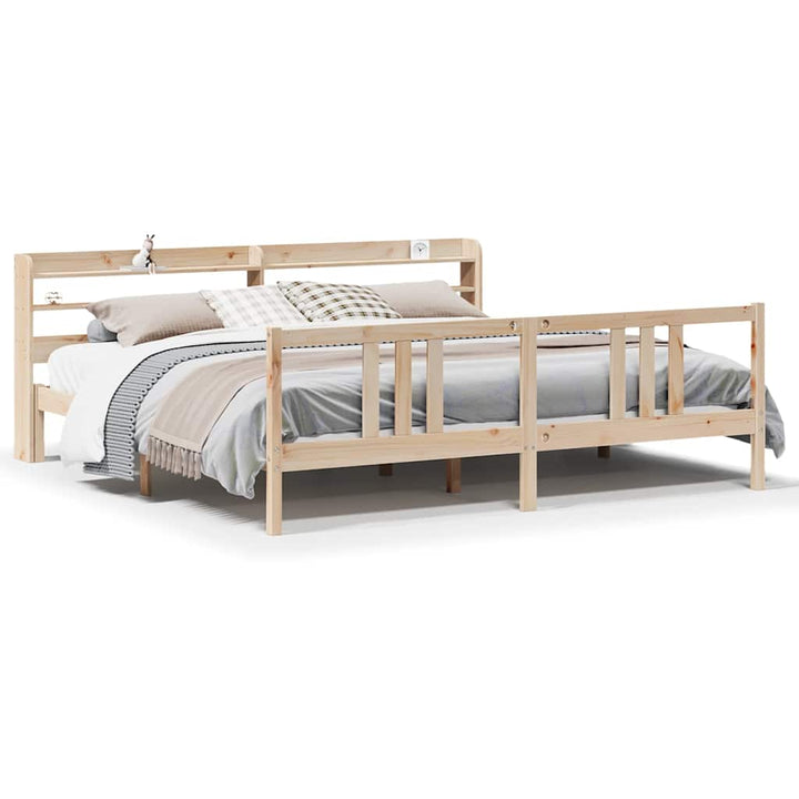sengeramme med sengegavl 200x200 cm massivt fyrretræ