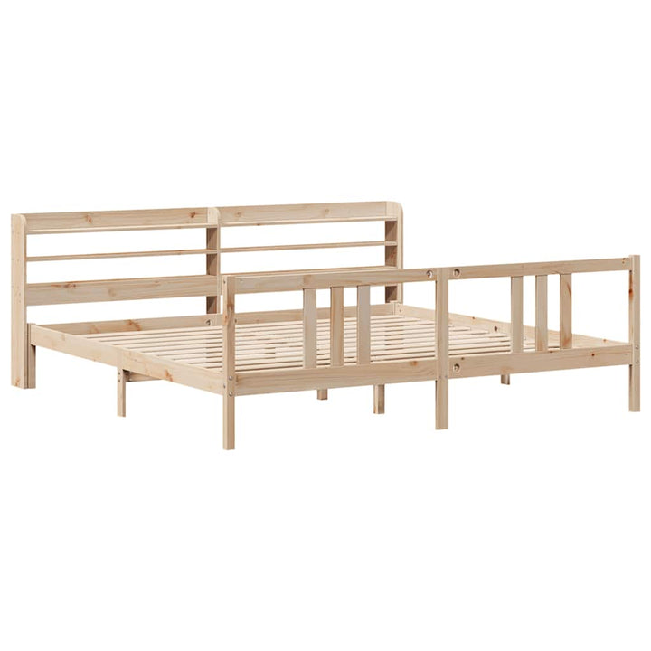 sengeramme med sengegavl 200x200 cm massivt fyrretræ