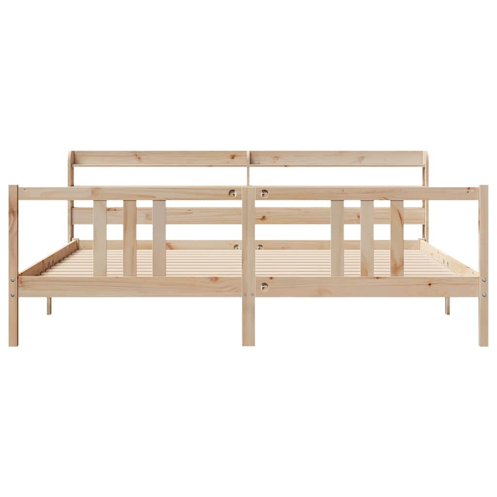 sengeramme med sengegavl 200x200 cm massivt fyrretræ