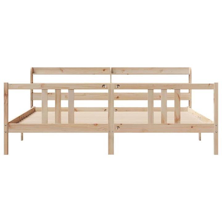 sengeramme med sengegavl 200x200 cm massivt fyrretræ