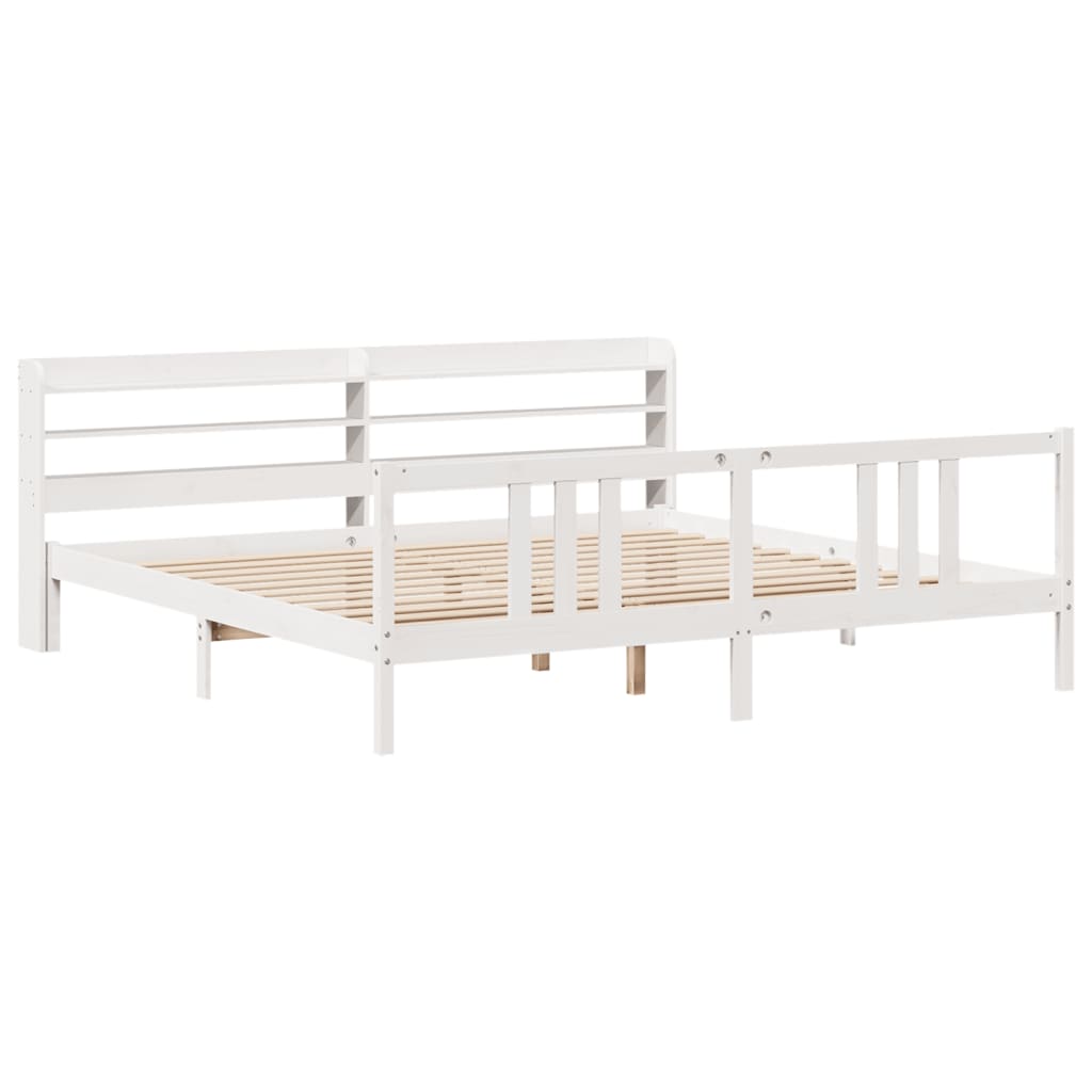 Sengeramme med hovedgærde uden madras Hvid 200x200 cm