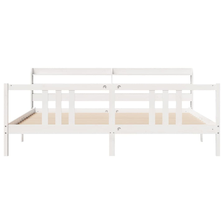Sengeramme med hovedgærde uden madras Hvid 200x200 cm