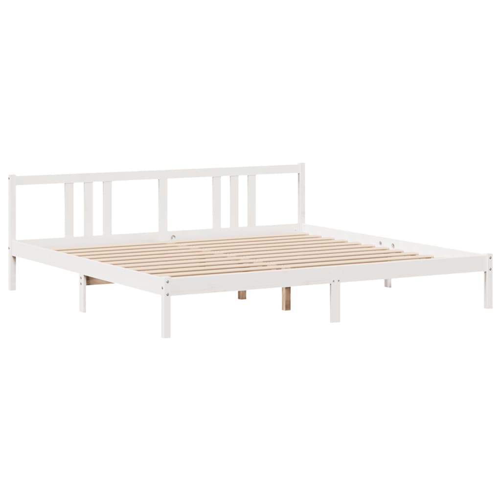 Sengeramme med hovedgærde uden madras Hvid 200x200 cm