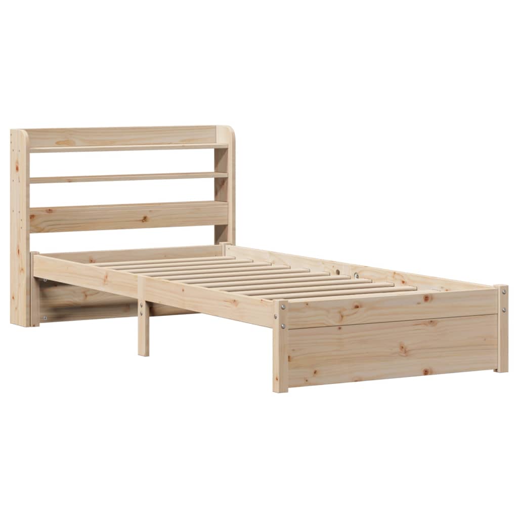 sengeramme med sengegavl 75x190 cm massivt fyrretræ