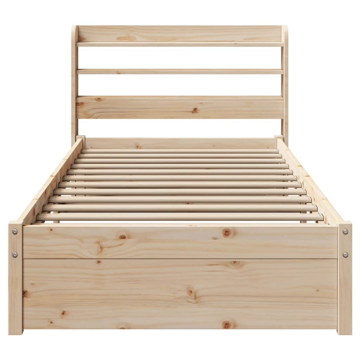 sengeramme med sengegavl 75x190 cm massivt fyrretræ