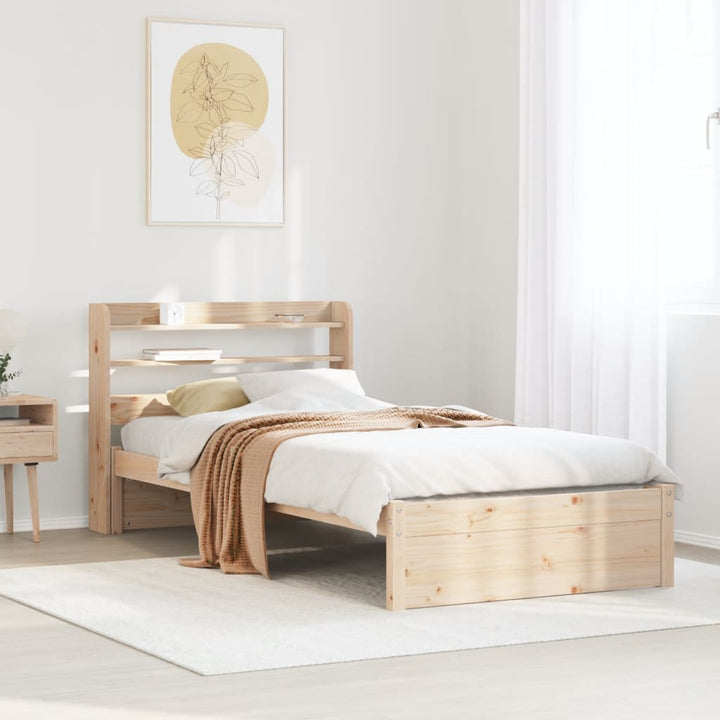 sengeramme med sengegavl 75x190 cm massivt fyrretræ