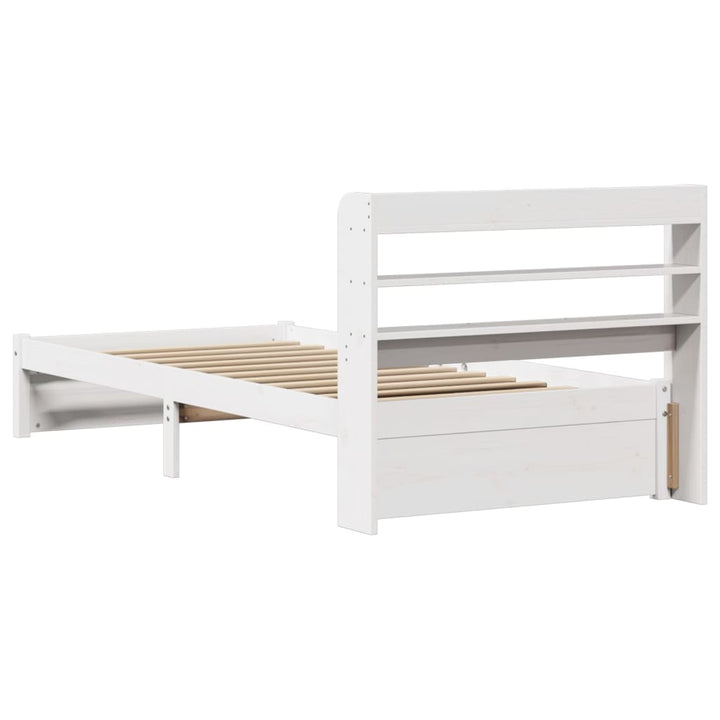 sengeramme med sengegavl 75x190 cm massivt fyrretræ hvid