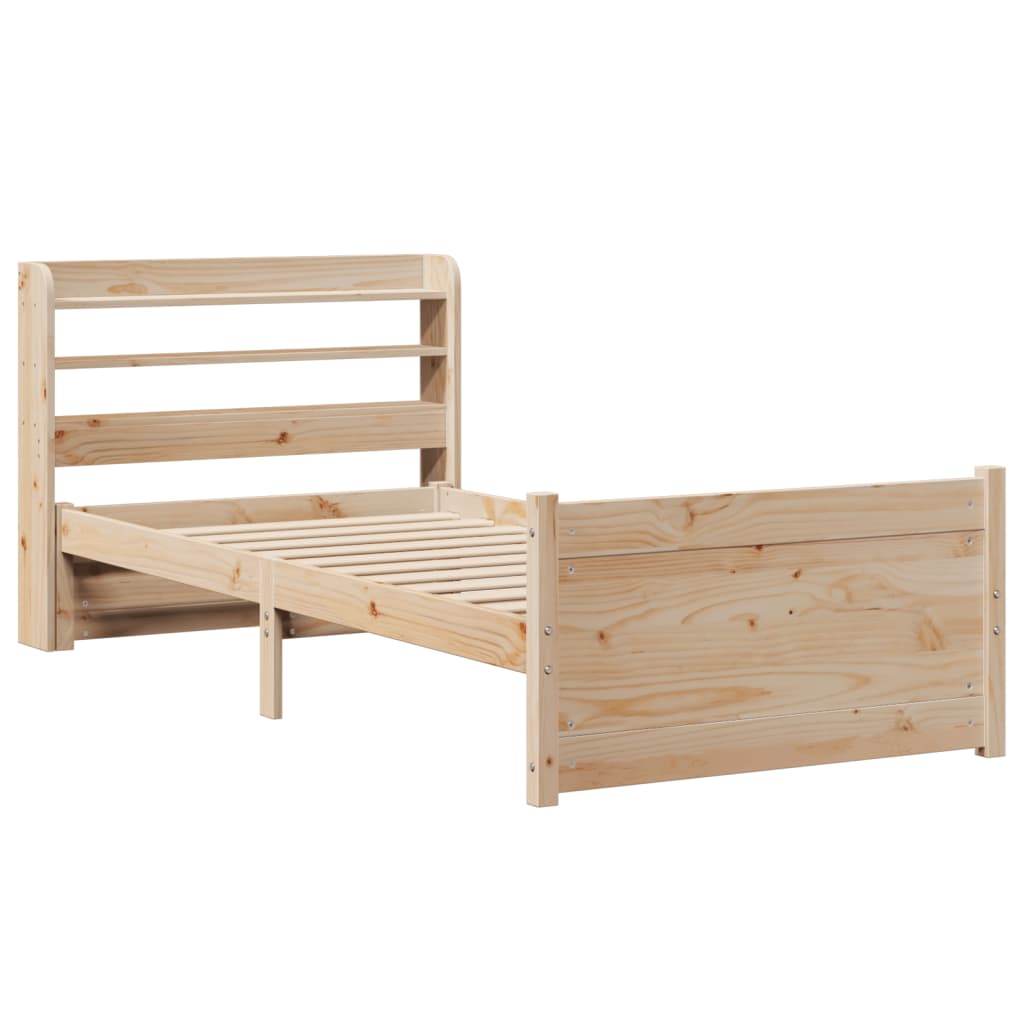 sengeramme med sengegavl 75x190 cm massivt fyrretræ