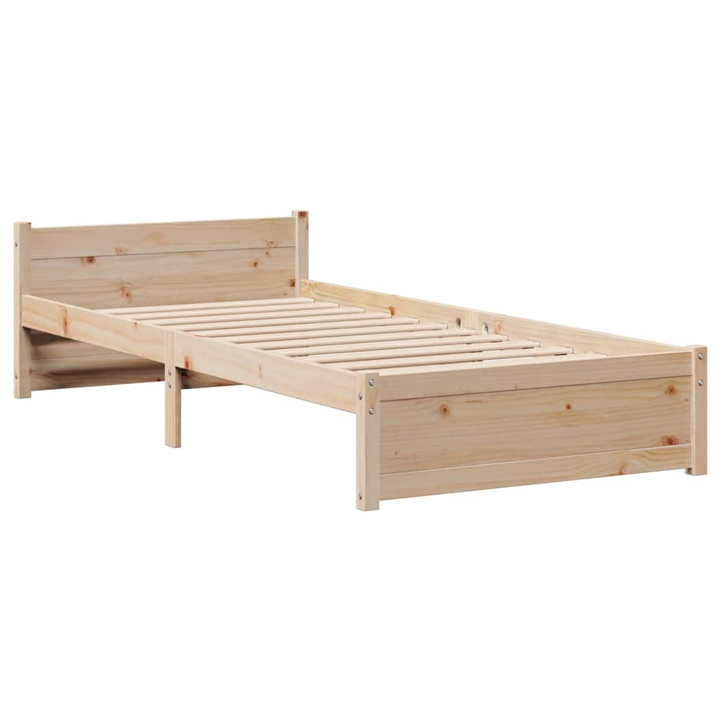 sengeramme med sengegavl 75x190 cm massivt fyrretræ