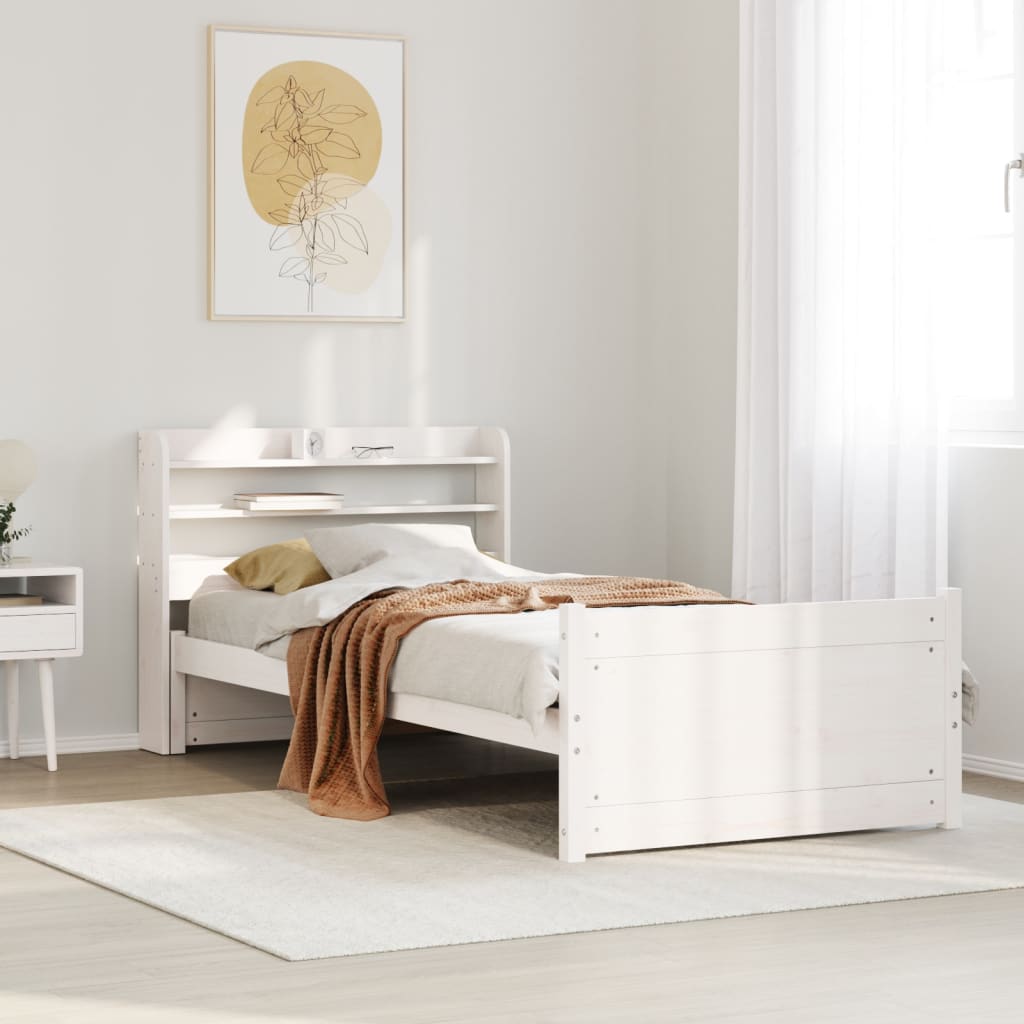 Sengeramme med hovedgærde uden madras Hvid 90x190 cm