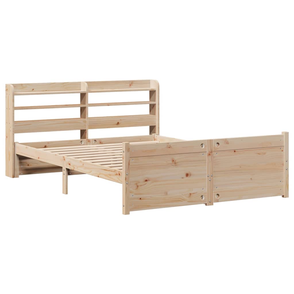 sengeramme med sengegavl 135x190 cm massivt fyrretræ hvid
