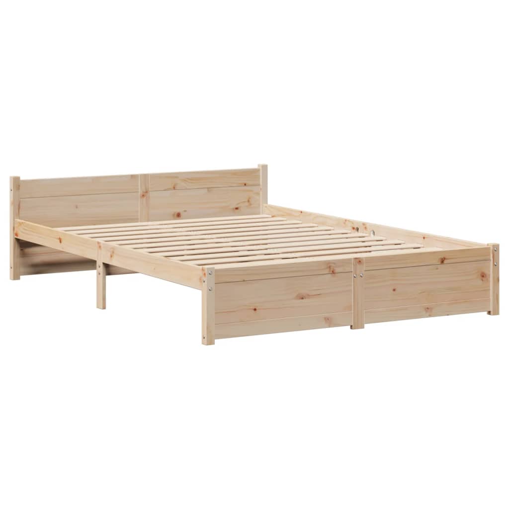 sengeramme med sengegavl 135x190 cm massivt fyrretræ hvid