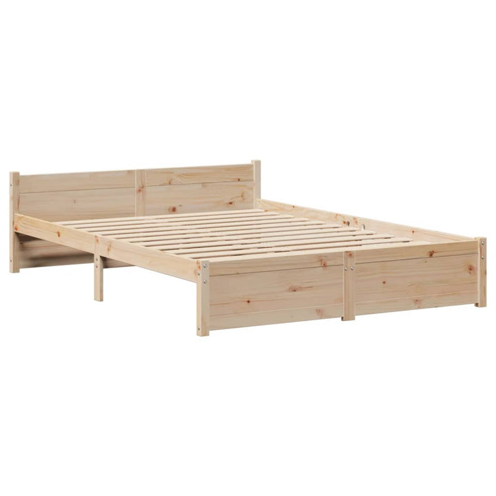 sengeramme med sengegavl 135x190 cm massivt fyrretræ hvid