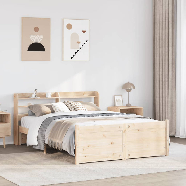 sengeramme med sengegavl 135x190 cm massivt fyrretræ hvid