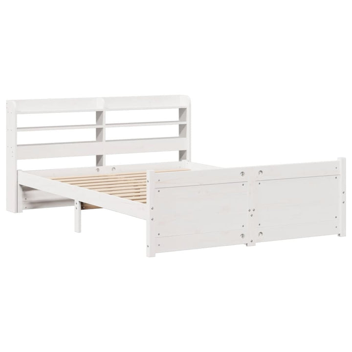 sengeramme med sengegavl135x190 cm massivt fyrretræ hvid