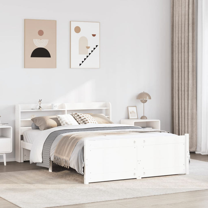 sengeramme med sengegavl135x190 cm massivt fyrretræ hvid