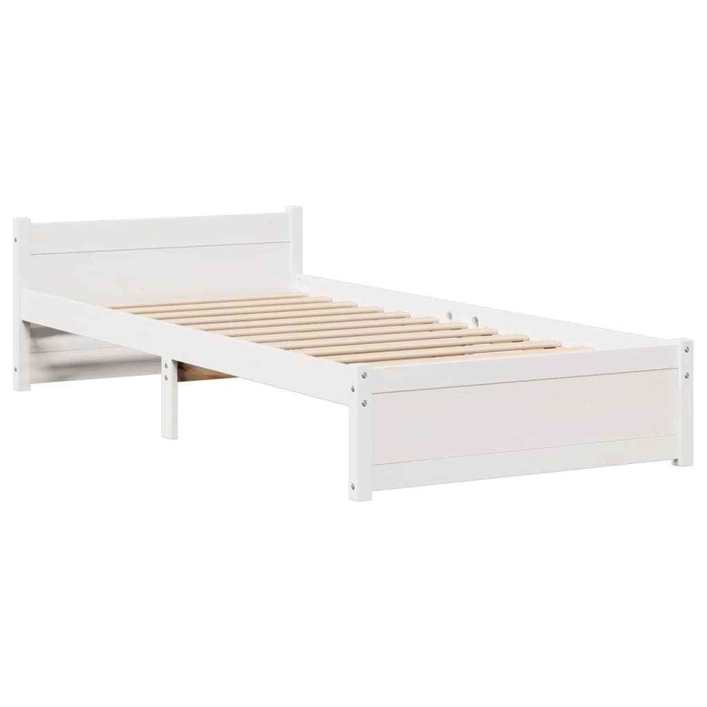 Sengeramme med hovedgærde uden madras Hvid 90x200 cm