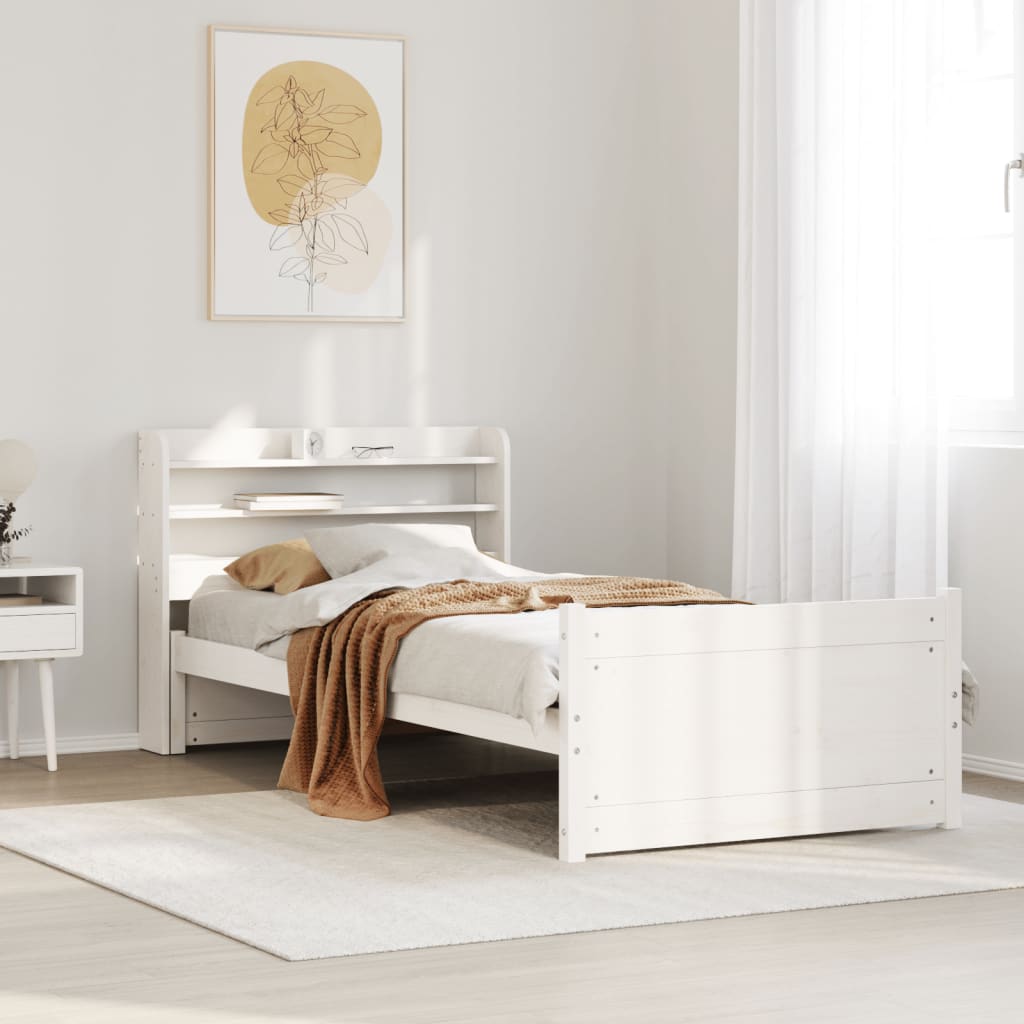 Sengeramme med hovedgærde uden madras Hvid 90x200 cm