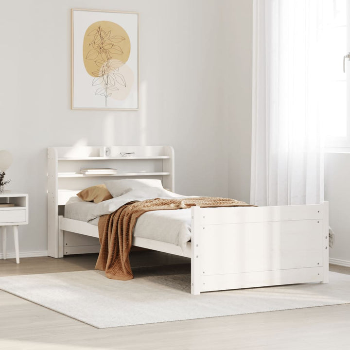 Sengeramme med hovedgærde uden madras Hvid 90x200 cm